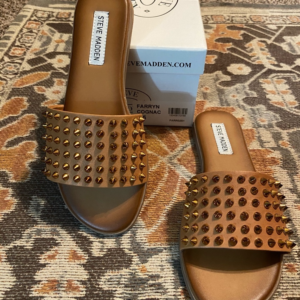 Steve Madden cognac studded sandals